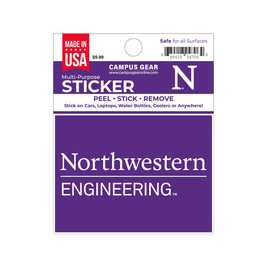 Northwestern University McCormick School of Engineering Full Color Outside Application 3"X4" Rectangular Multi-Purpose Sticker