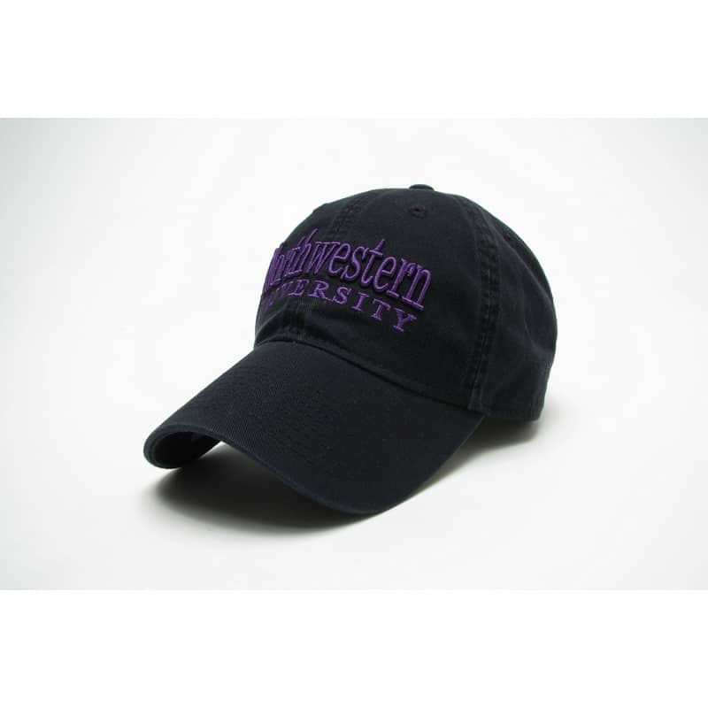 Northwestern Wildcats Legacy Unconstructed Fitted Black Hat with Straight Northwestern University Design