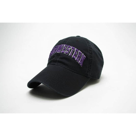 Northwestern Wildcats Legacy Unconstructed Fitted Black Hat with Arched Northwestern Design