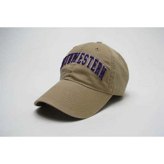 Northwestern Wildcats Legacy Unconstructed Fitted Golden Khaki Hat with Arched Northwestern Design