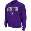 Northwestern University Wildcats Men's Purple Colosseum Crewneck Sweatshirt With Sewn Arched Northwestern Over N-Cat Design