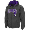 Northwestern University Wildcats Colosseum Men's Charcoal VF Full Zip Hooded Sweatshirt Arch & N-Cat Design