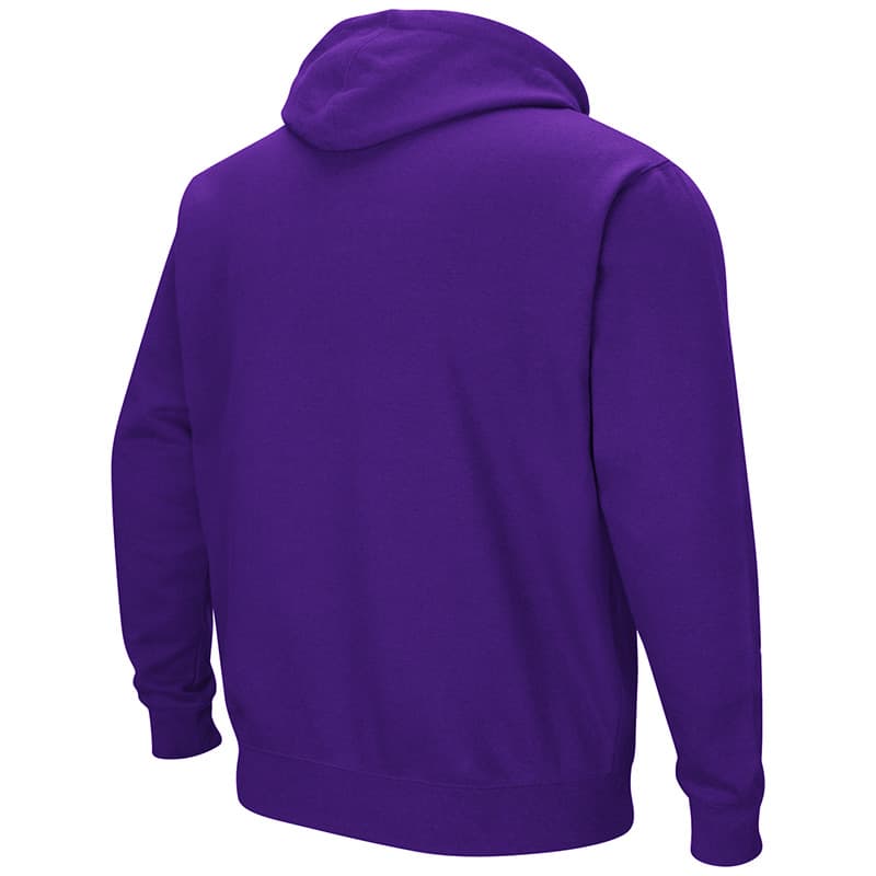 Northwestern University Wildcats Colosseum Men's Purple VF Full Zip Hooded Sweatshirt with Arch & N-Cat Design-Back