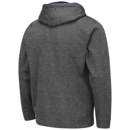 Northwestern University Wildcats Colosseum Men's Charcoal VF Poly Slub Fleece F-Z Hoodie With N-Cat Design-Back