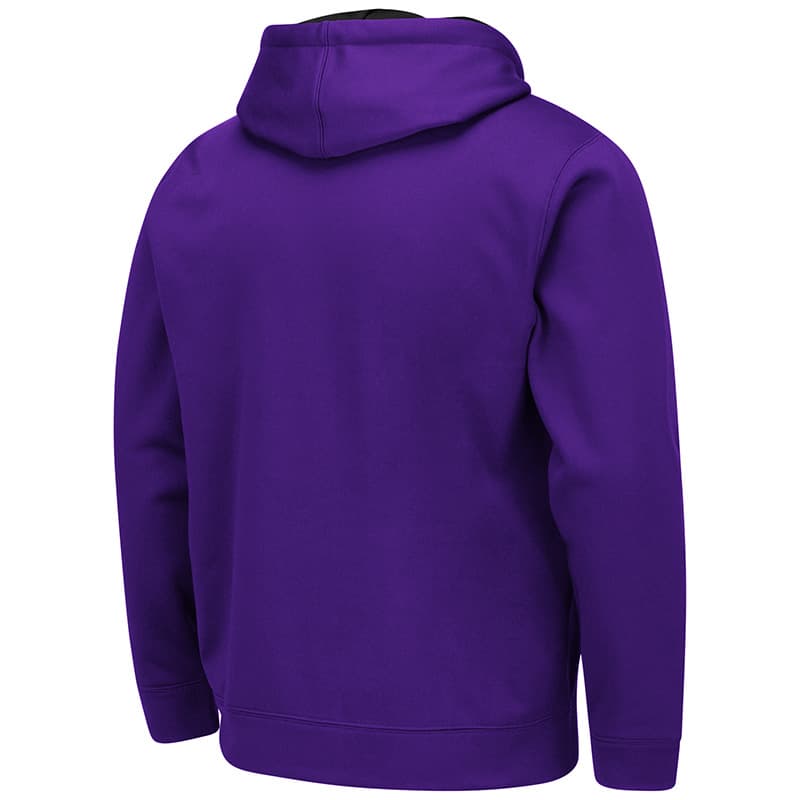 Northwestern University Wildcats Colosseum Men's Purple VF Poly Fleece F-Z Hoodie With N-Cat Design-Back