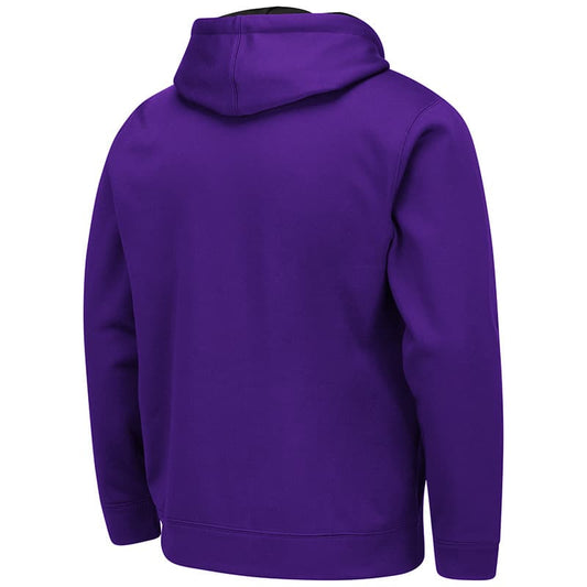 Northwestern University Wildcats Colosseum Men's Purple VF Poly Fleece F-Z Hoodie With N-Cat Design-Back