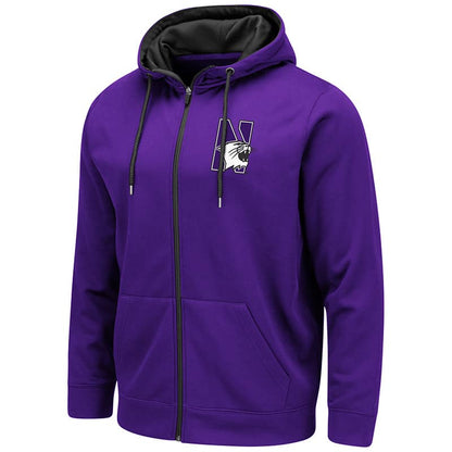 Northwestern University Wildcats Colosseum Men's Purple VF Poly Fleece F-Z Hoodie With N-Cat Design