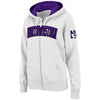 Northwestern University Wildcats Colosseum Men's White VF Full Zip Hooded Sweatshirt with Arched Northwestern Design