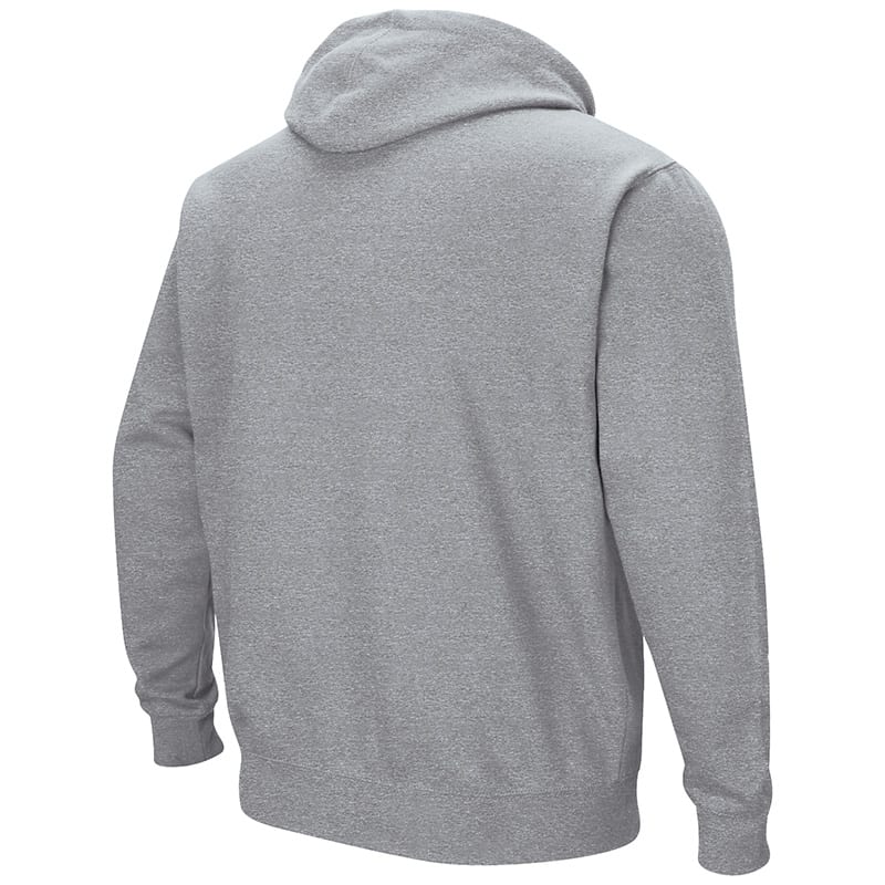 Northwestern University Wildcats Colosseum Men's Grey VF Pullover Hooded Sweatshirt with Arch & N-Cat Design-Back