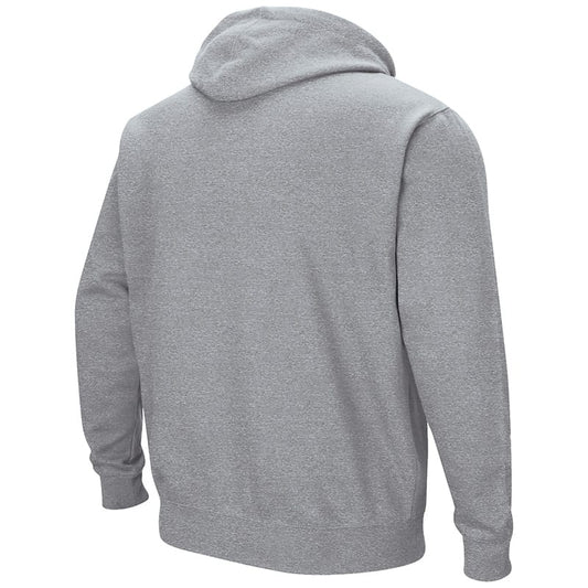Northwestern University Wildcats Colosseum Men's Grey VF Pullover Hooded Sweatshirt with Arch & N-Cat Design-Back