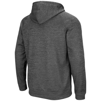 Northwestern University Wildcats Colosseum Men's Charcoal VF Poly Slub Fleece Raglan Hooded Sweatshirt with N-Cat Design-Back