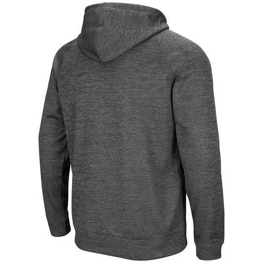 Northwestern University Wildcats Colosseum Men's Charcoal VF Poly Slub Fleece Raglan Hooded Sweatshirt with N-Cat Design-Back