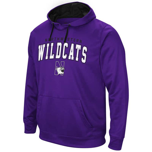 Northwestern University Wildcats Colosseum Men's Purple VF Performance Pullover Hooded Sweatshirt with Arched Wildcats & N-Cat Design