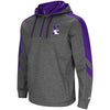 Northwestern University Wildcats Colosseum Men's Heather Charcoal Body/Purple Insert Lawrence 1/4 Zip Hooded Sweatshirt with N-Cat Design