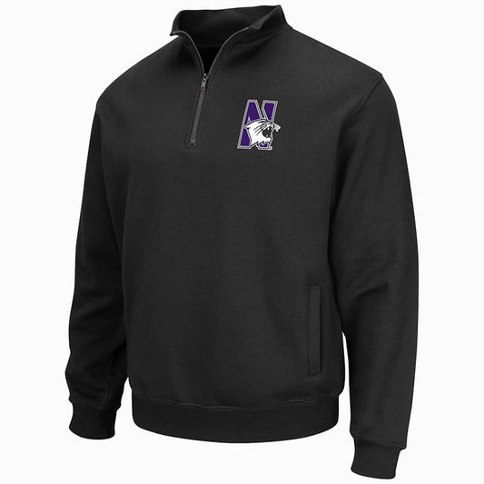 Northwestern University Wildcats Colosseum Men's Black VF 1/4 Zip Sweatshirt with N-Cat Design
