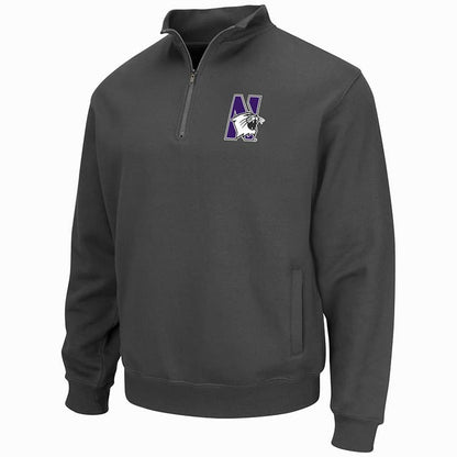 Northwestern University Wildcats Colosseum Men's Charcoal VF 1/4 Zip Sweatshirt with N-Cat Design