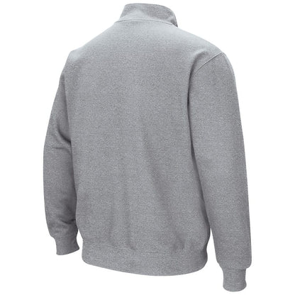 Northwestern University Wildcats Colosseum Men's Grey VF 1/4 Zip Sweatshirt with N-Cat Design-Back