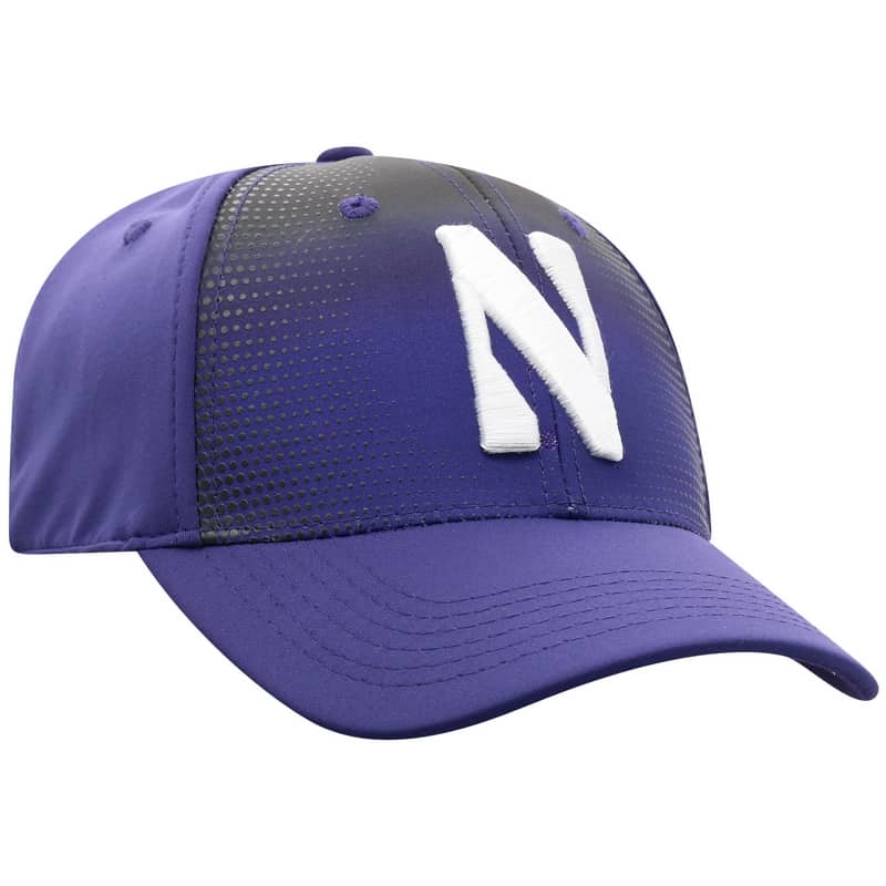 Northwestern University Wildcats Top Of The World Constructed Onefit Purple/Printed Black Performance Hat with Stylized N Design-Front 2