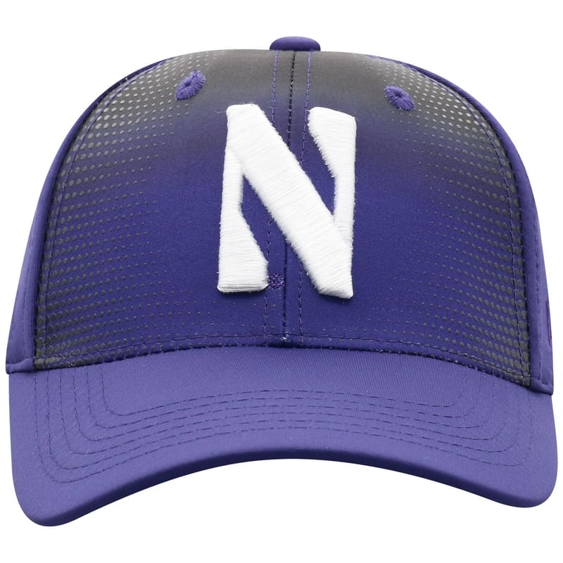 Northwestern University Wildcats Top Of The World Constructed Onefit Purple/Printed Black Performance Hat with Stylized N Design