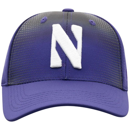 Northwestern University Wildcats Top Of The World Constructed Onefit Purple/Printed Black Performance Hat with Stylized N Design