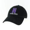 Northwestern University Wildcats Unconstructed Black Cotton Twill Hat with N & Fencing Design