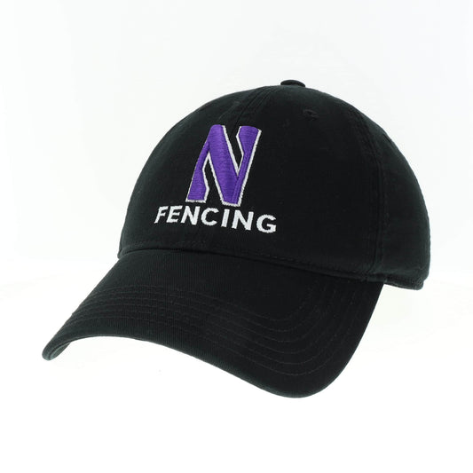 Northwestern University Wildcats Unconstructed Black Cotton Twill Hat with N & Fencing Design