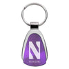 Northwestern University Wildcats Laser Engraved Purple Teardrop Keychain with Stylized N & Fencing Design