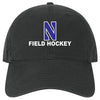 Northwestern University Wildcats Unconstructed Black Cotton Twill Hat with N & Field Hockey Design