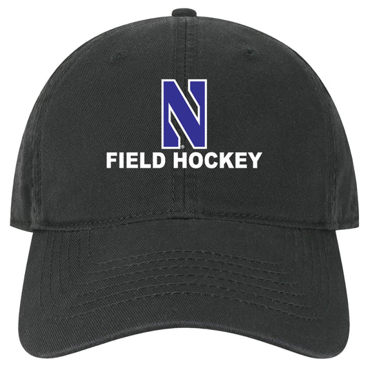 Northwestern University Wildcats Unconstructed Black Cotton Twill Hat with N & Field Hockey Design