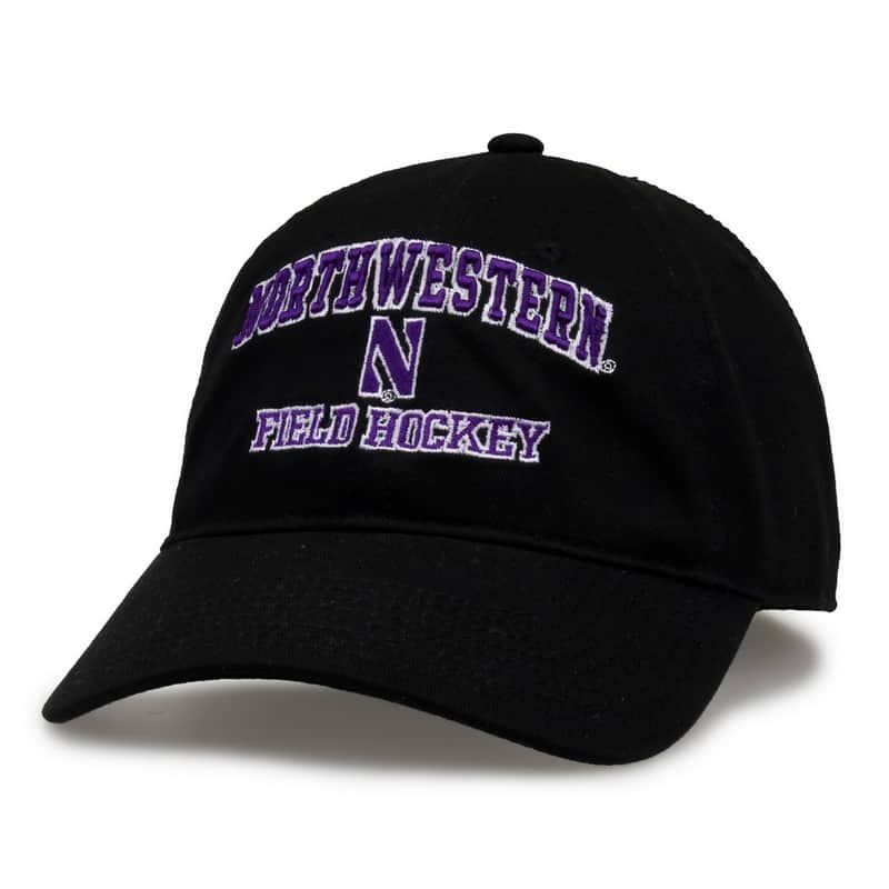 Northwestern University Wildcats Unconstructed Black Cotton Twill Hat with Field Hockey Design