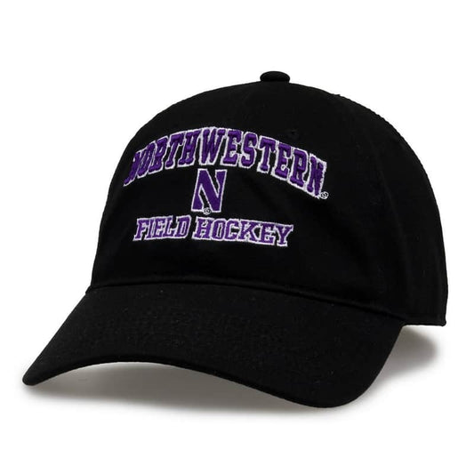 Northwestern University Wildcats Unconstructed Black Cotton Twill Hat with Field Hockey Design