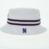 Northwestern University Wildcats Relaxed Twill White Floppy/Bucket Hat with Contrasting Team Color Band and Stylized N Design