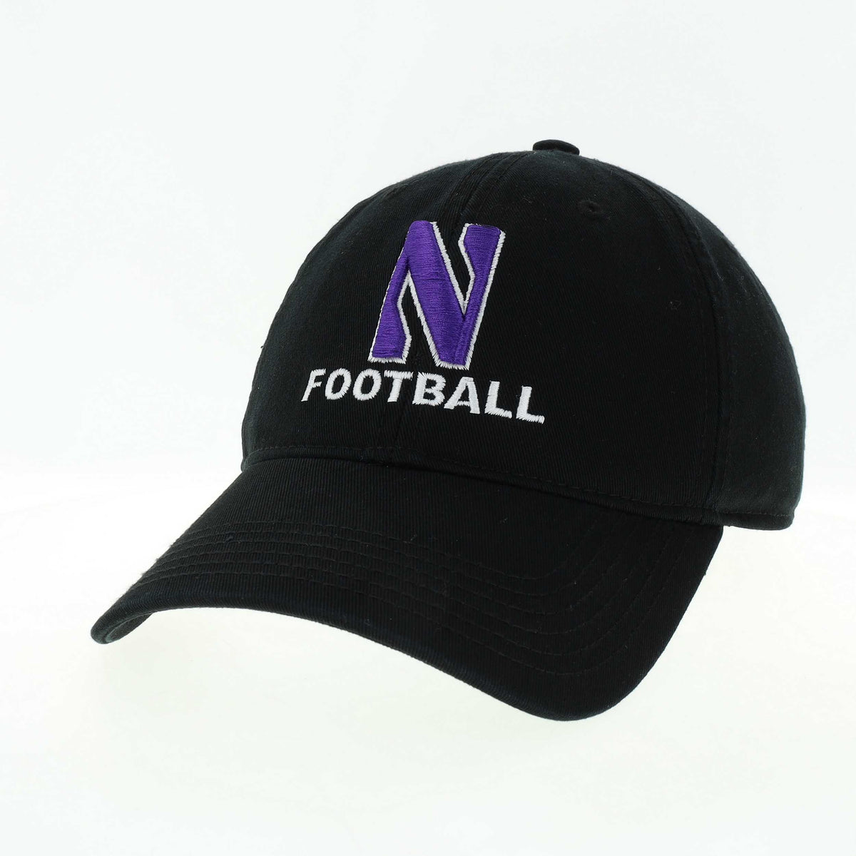 Northwestern University Wildcats Unconstructed Black Cotton Twill Hat with N & Football Design