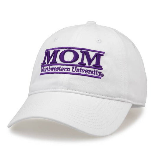 Northwestern University Wildcats Unconstructed White Cotton Twill Hat with Mom Bar Design