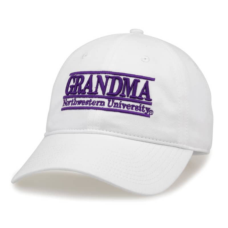 Northwestern University Wildcats Unconstructed White Cotton Twill Hat with Grandma Bar Design