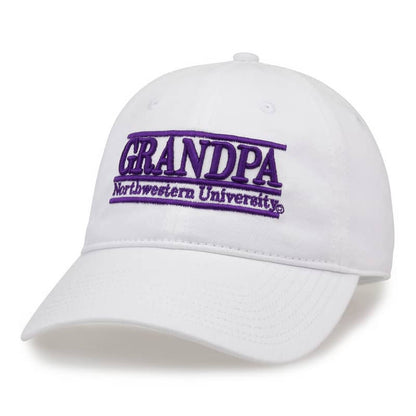 Northwestern University Wildcats Unconstructed White Cotton Twill Hat with Grandpa Bar Design