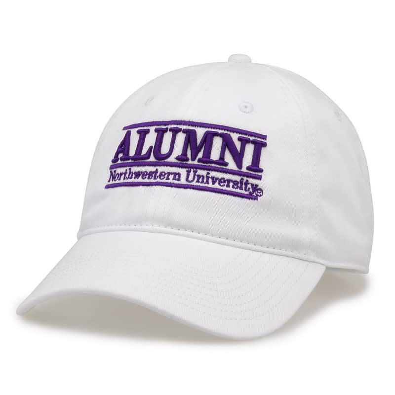 Northwestern University Wildcats Unconstructed White Cotton Twill Hat with Alumni Bar Design