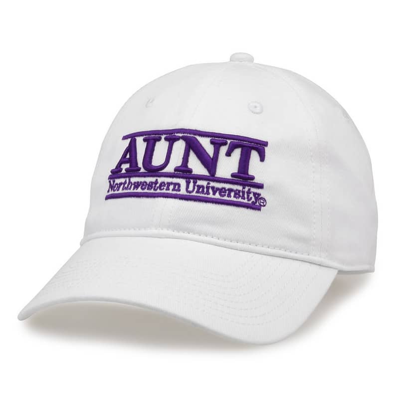 Northwestern University Wildcats Unconstructed White Cotton Twill Hat with Aunt Bar Design