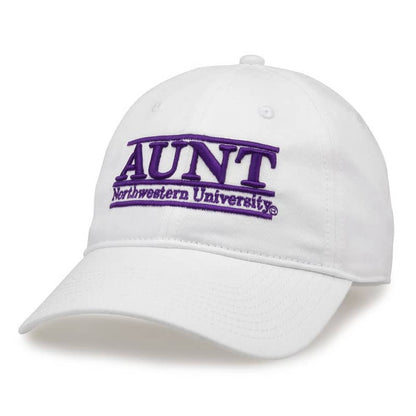 Northwestern University Wildcats Unconstructed White Cotton Twill Hat with Aunt Bar Design