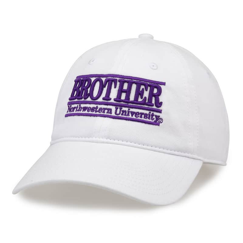 Northwestern University Wildcats Unconstructed White Cotton Twill Hat with Brother Bar Design