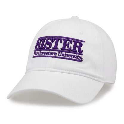 Northwestern University Wildcats Unconstructed White Cotton Twill Hat with Sister Bar Design