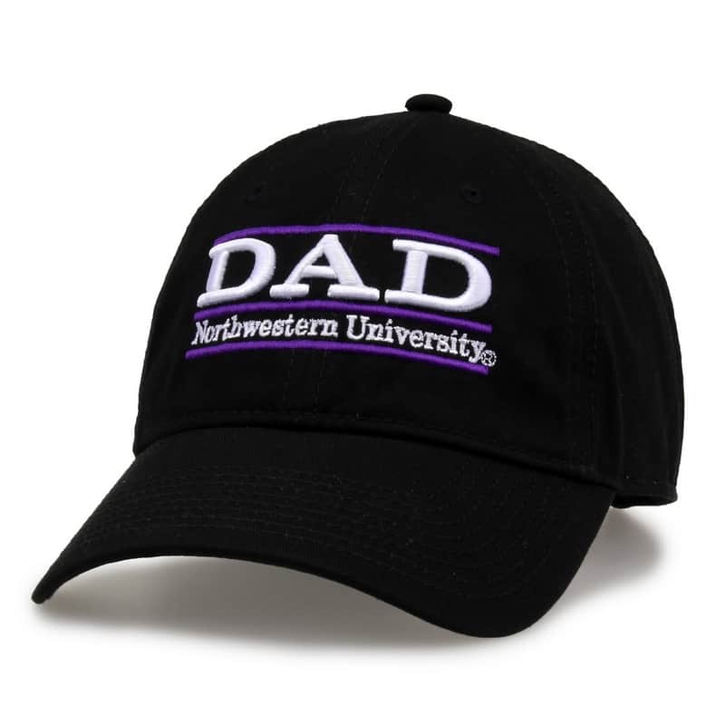 Northwestern University Wildcats Unconstructed Black Cotton Twill Hat with Dad Bar Design