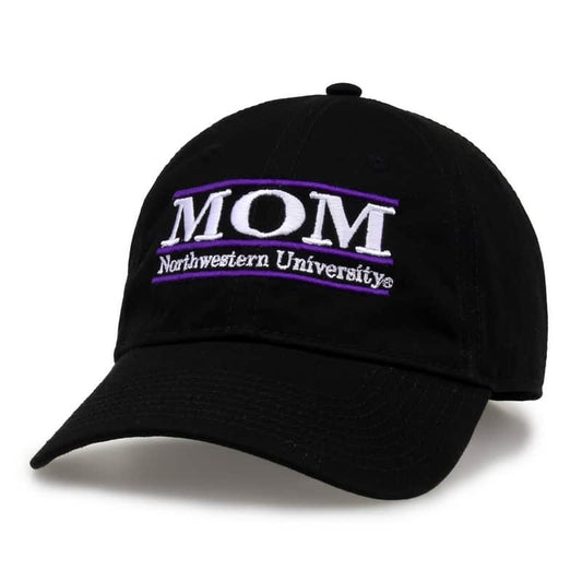 Northwestern University Wildcats Unconstructed Black Cotton Twill Hat with Mom Bar Design