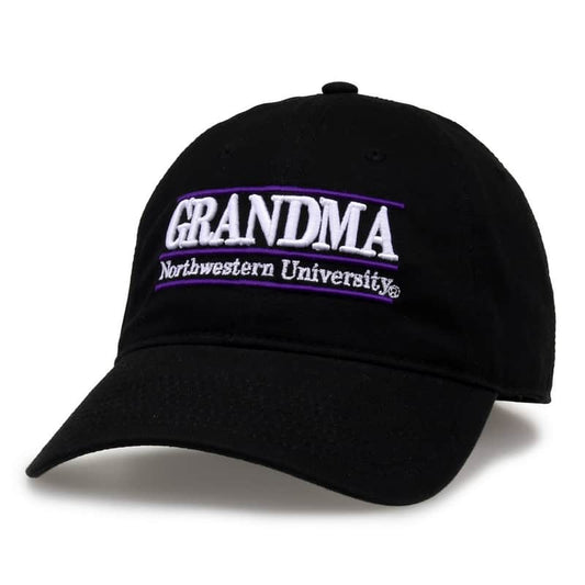 Northwestern University Wildcats Unconstructed Black Cotton Twill Hat with Grandma Bar Design