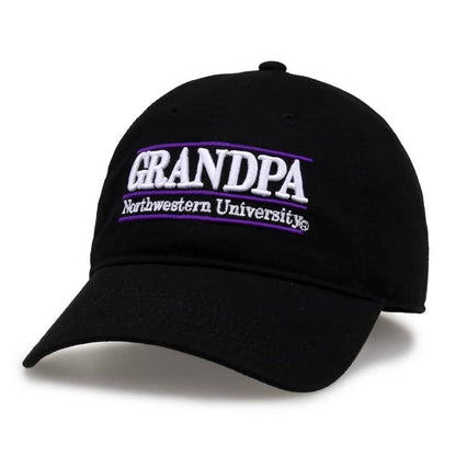 Northwestern University Wildcats Unconstructed Black Cotton Twill Hat with Grandpa Bar Design