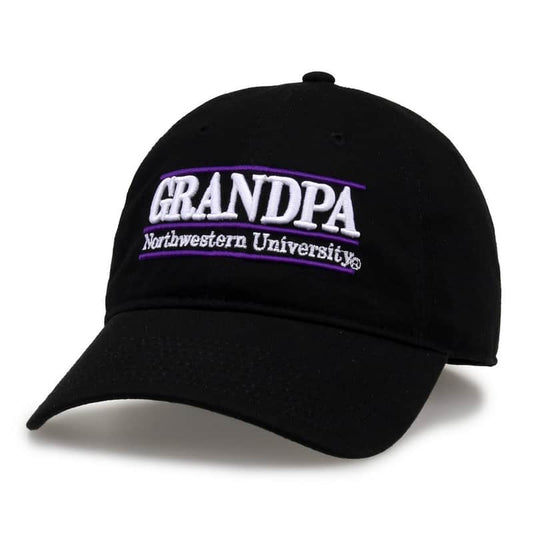 Northwestern University Wildcats Unconstructed Black Cotton Twill Hat with Grandpa Bar Design