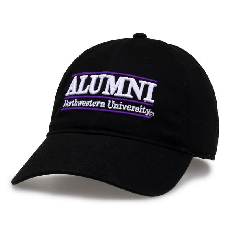 Northwestern University Wildcats Unconstructed Black Cotton Twill Hat with Alumni Bar Design