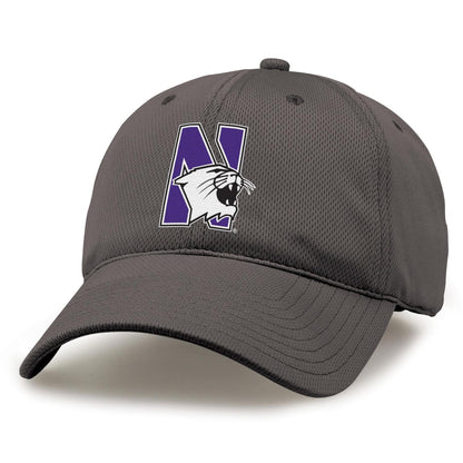 Northwestern University Wildcats Game Unconstructed Graphite Velcro Back Hat with Multicolor N-cat Design