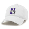 Northwestern University Wildcats Game Unconstructed White Velcro Back Hat with Multicolor N-cat Design
