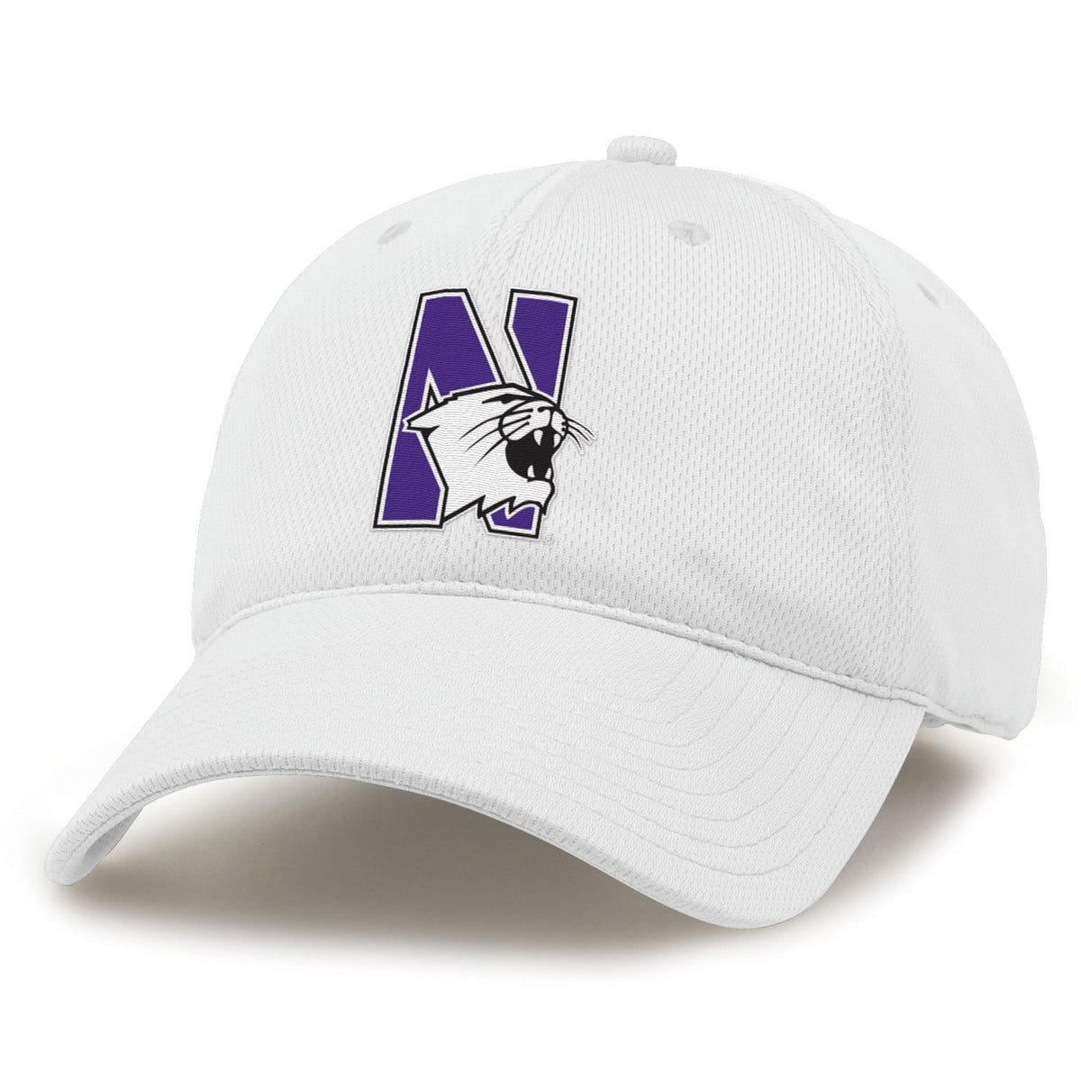 Northwestern University Wildcats Game Unconstructed White Velcro Back Hat with Multicolor N-cat Design